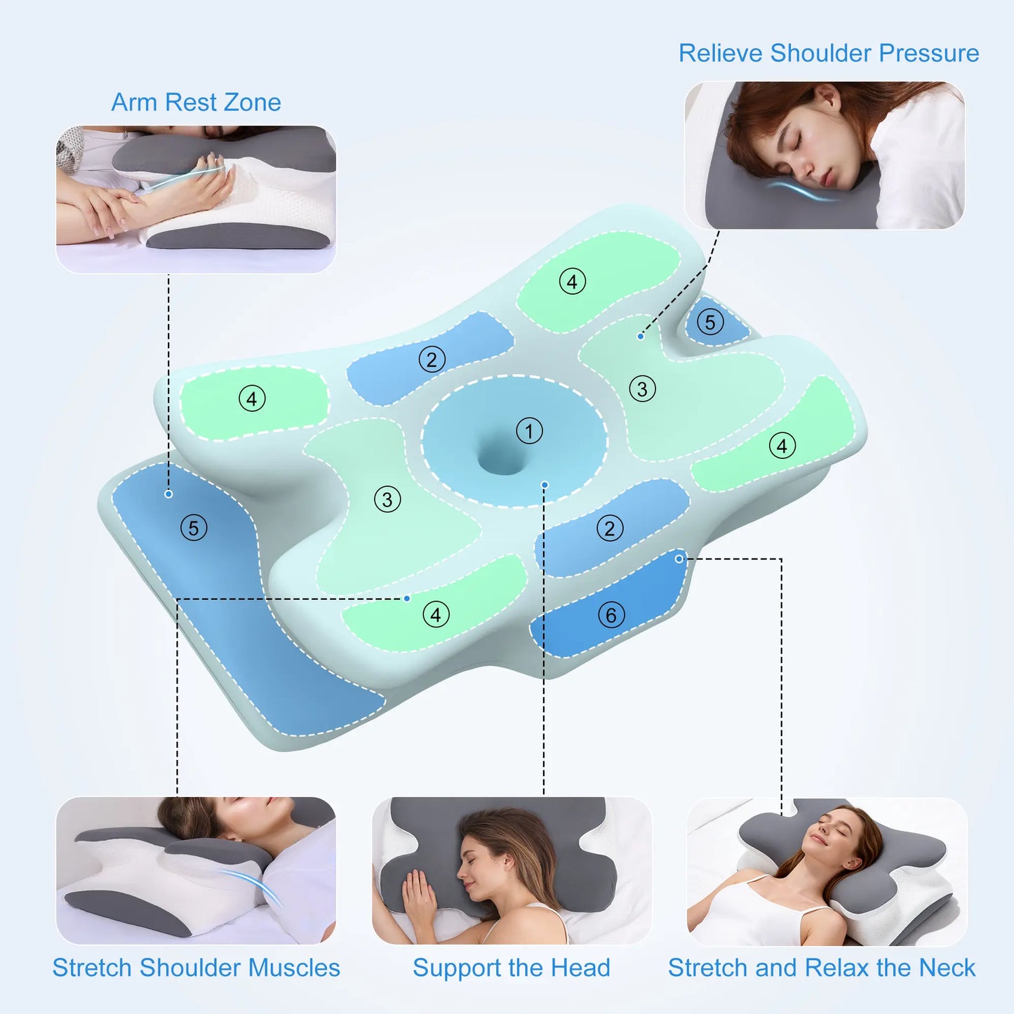 Cooling Memory Foam Neck Pillow – Adjustable Ergonomic Support – Cervical Pain Relief & Comfort