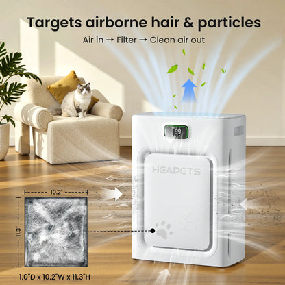 Pet Air Purifier with H13 HEPA Filter, Large Room Air Cleaner for Pet Hair, Dander & Odors