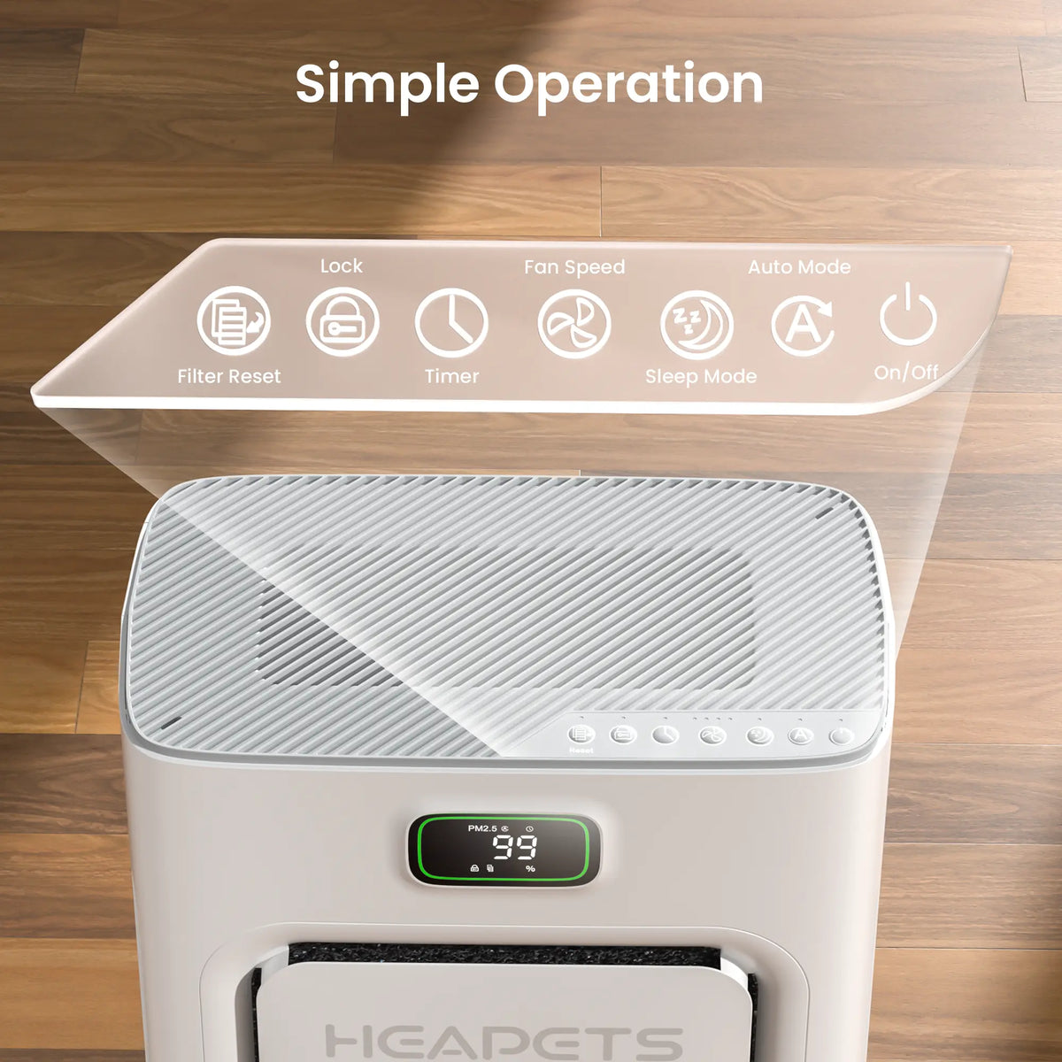 Pet Air Purifier with H13 HEPA Filter, Large Room Air Cleaner for Pet Hair, Dander & Odors