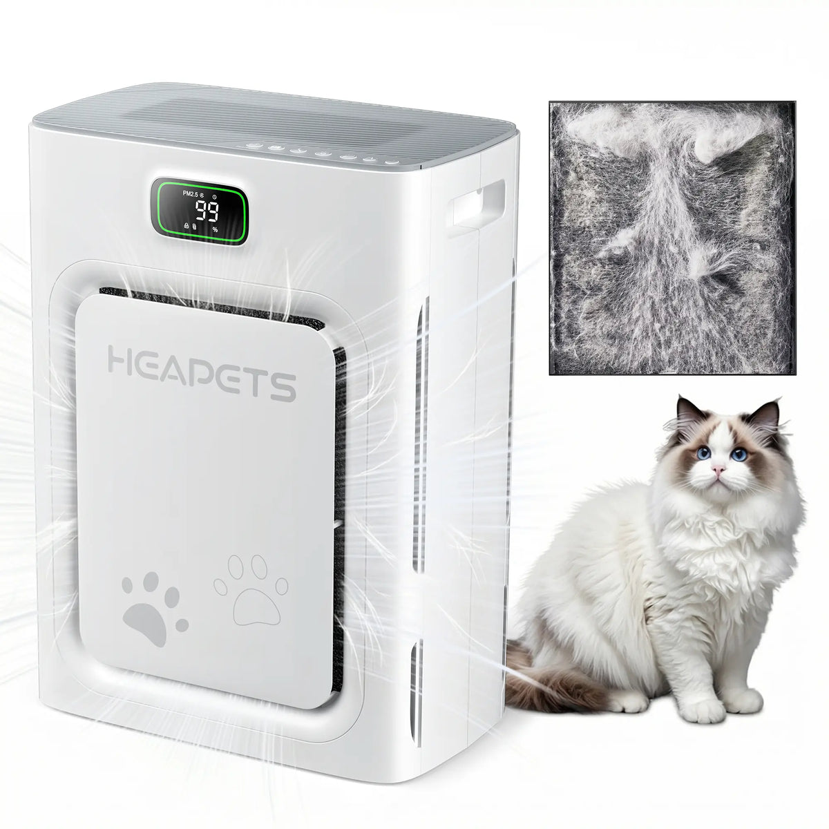 Pet Air Purifier with H13 HEPA Filter, Large Room Air Cleaner for Pet Hair, Dander & Odors